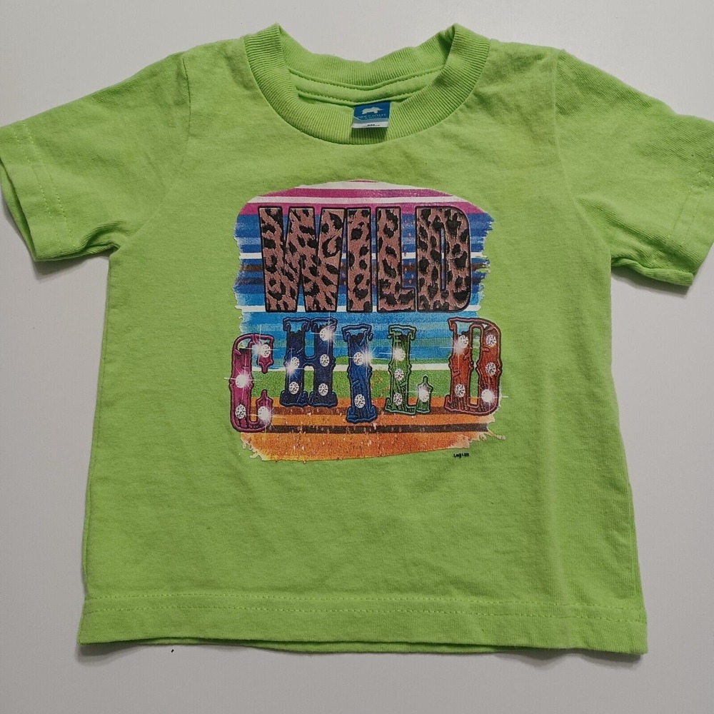 Precious Cargo Baby Girl 6 Mos T-Shirt Green Wild Child Crew Neck 100% Cotton
